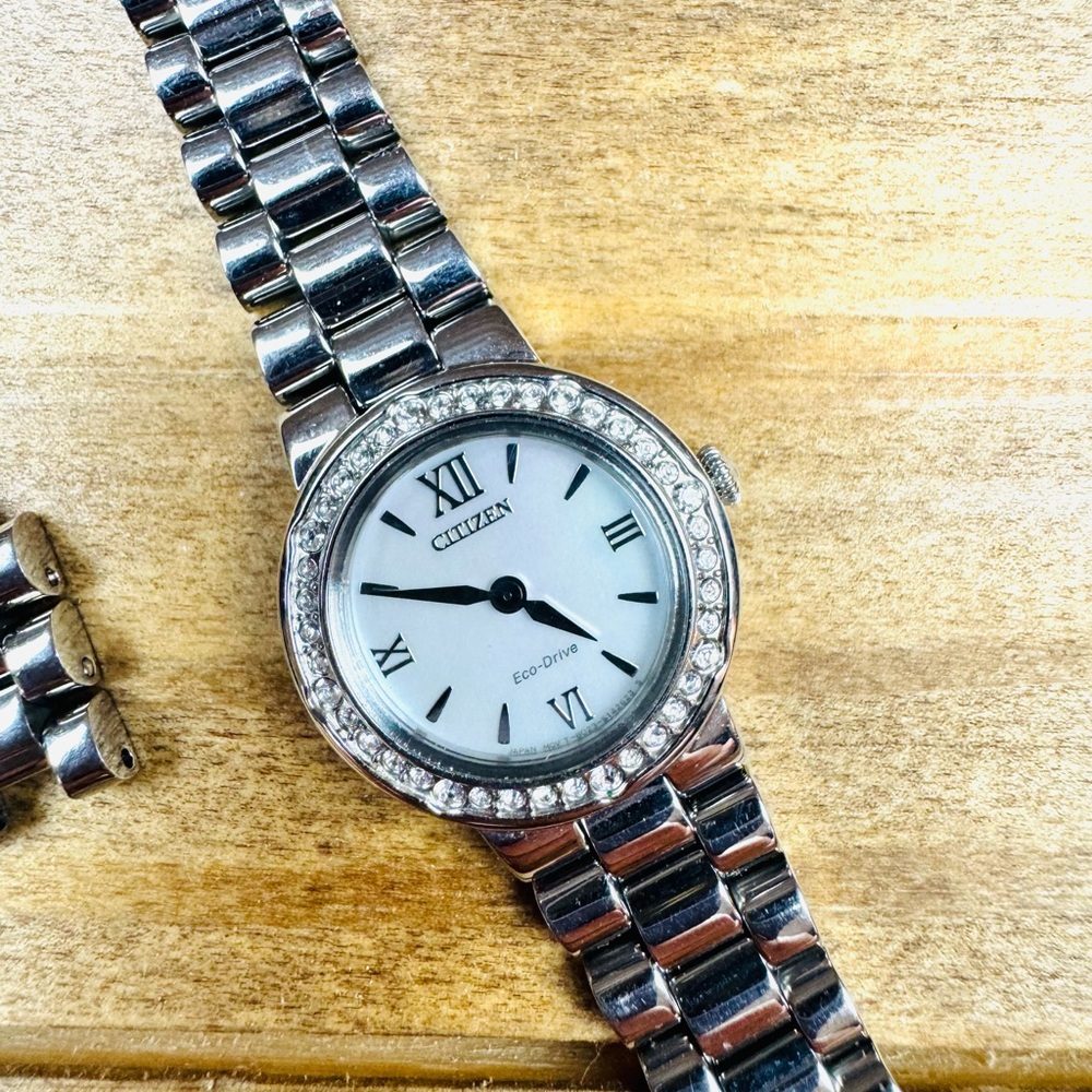 Citizen Silver-Tone Women's Bracelet Watch with Crystal Bezel